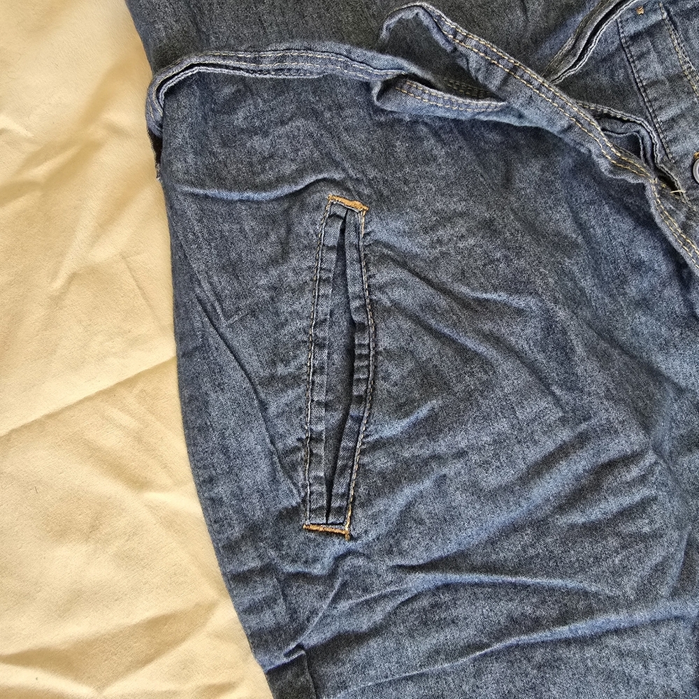 Beverly Hills Polo Club 100%cotton Blue Regular Fit Large Button Up Short Sleeve - Picture 4 of 11